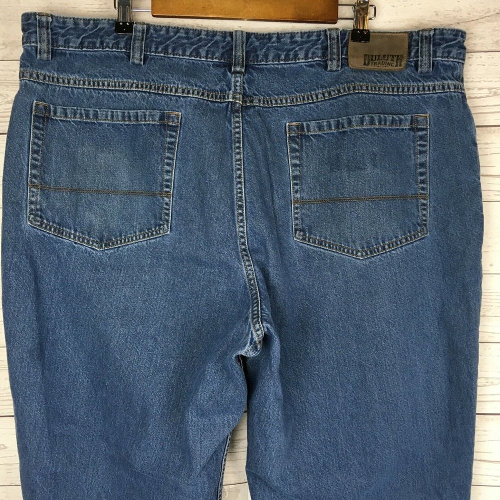Duluth Trading Mens Blue Jeans 44x30 Gusset 100% Cotton Casual Comfort‎ Denim